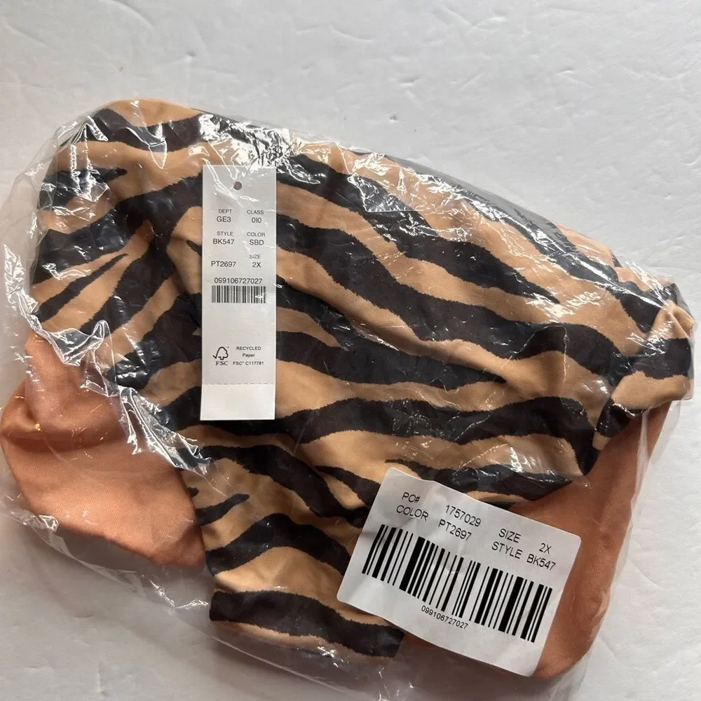 J.Crew Re-Imagine Women’s High-Wasted Bikini Bottom Cheeky Zebra Stripe Size 2X